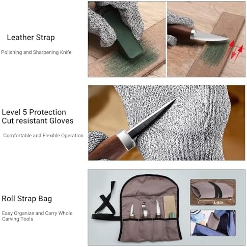 Cor cordium Wood Whittling Kit with Basswood Blocks Sets for Adults and Beginners,Carving Set Includes 3pcs Widdling Knife & 8pcs Blocks & Gloves,Gifts for Christmas,Fathers Day,Mothers Day - Image 4