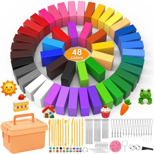 130 Pcs Polymer Clay Kit 48 Colors Oven Bake Clay 40g Large Block,Non-Toxic by UZLUbuywithconfidence