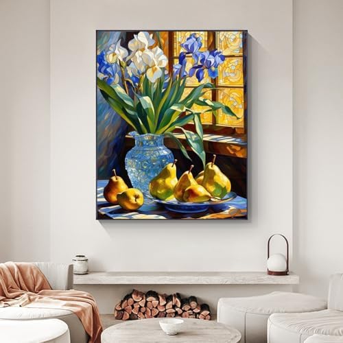Stained Glass Flower Paint by Numbers Kit for Adults Without Frame 16x20 IN - Image 2