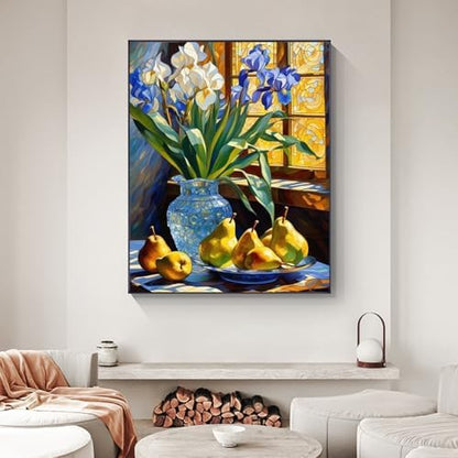 Stained Glass Flower Paint by Numbers Kit for Adults Without Frame 16x20 IN - Image 2
