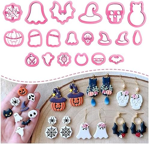 KEOKER Halloween Polymer Clay Cutters, Clay cutters for Halloween Earrings Making, 20 Shapes Halloween Clay Earrings Cutters, Pumpkin Clay Cutters For Polymer Clay Jewelry (ALL 1) by Keoker