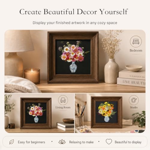 Framed Dried Flower DIY Craft Kit with Mother of Pearl Inlay, Pressed Flower Art Kit with Wooden Frame, Handmade Floral Wall Decor & Gift for Adults and Beginners - Image 4