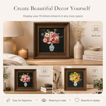 Framed Dried Flower DIY Craft Kit with Mother of Pearl Inlay, Pressed Flower Art Kit with Wooden Frame, Handmade Floral Wall Decor & Gift for Adults and Beginners - Image 4