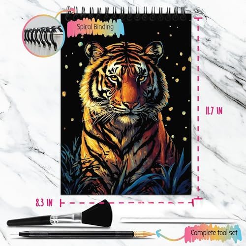 Scratch Art Book for Adults - Animal Series, 10 Rainbow Art and Crafts for Adults - Image 5