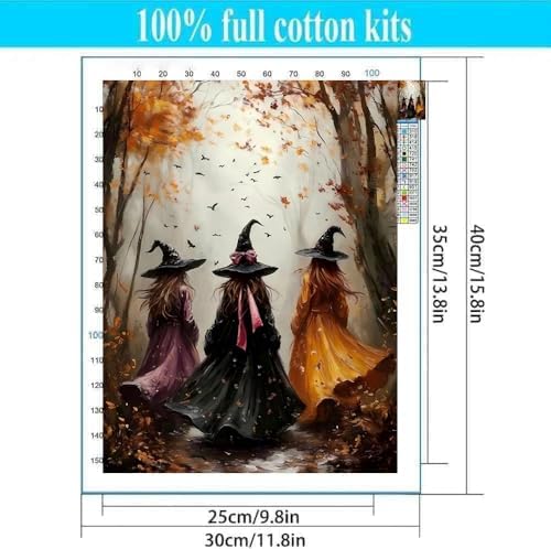 Halloween Stamped Cross Stitch Kits for Beginners Adults -Witchd Counted Cross Stitch Kits,Needlepoint Cross-Stitch Patterns Dimensions Needlecrafts Embroidery Kits Arts and Crafts 11.8x15.7inch - Image 2