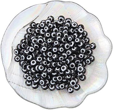 200pcs Evil Eye Beads for DIY Bracelets Necklace Jewelry Making,Black 8mm (Black) by LUBINGSHINE