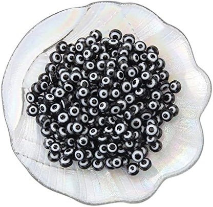 200pcs Evil Eye Beads for DIY Bracelets Necklace Jewelry Making,Black 8mm (Black) by LUBINGSHINE