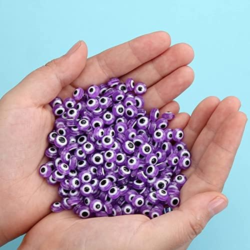 200pcs Evil Eye Beads Purple Lampwork Beads Charms for DIY Crafts Amulet Decoration Jewelry Making Rings Necklaces Bracelets Anklets(Purple) - Image 4