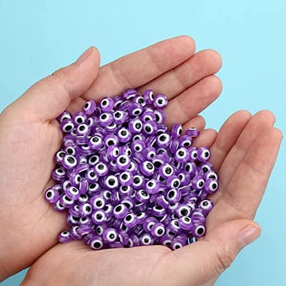 200pcs Evil Eye Beads Purple Lampwork Beads Charms for DIY Crafts Amulet Decoration Jewelry Making Rings Necklaces Bracelets Anklets(Purple) - Image 4