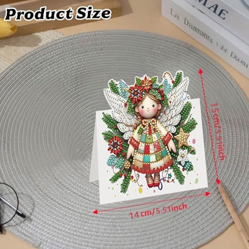 jinglinhh 8pcs Diamond Art Painting Christmas Angel Greeting Cards with Envelopes, DIY Card Making Kits for Adults, Diamond Art Postcards Christmas Cards Craft Gifts - Image 2