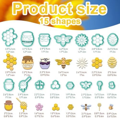 beinkmake 15Pcs Bees Polymer Clay Cutters Clay Earrings Cutters Flower Honey Beehive Jars Polymer Jewelry Cutter for Earrings Making Birthday Party DIY Supplies - Image 2
