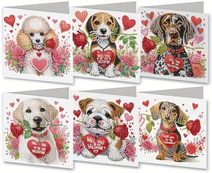 MaiYiYi 6 Packs DIY Rose Dog Diamond Painting Cards Kit by MaiYiYi
