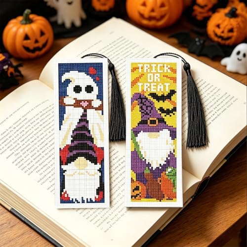 ACRNIGHEET 6PCS Cross Stitch Bookmark Kit (Halloween Dwarf Pattern) - Image 5
