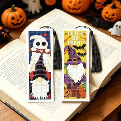 ACRNIGHEET 6PCS Cross Stitch Bookmark Kit (Halloween Dwarf Pattern) - Image 5