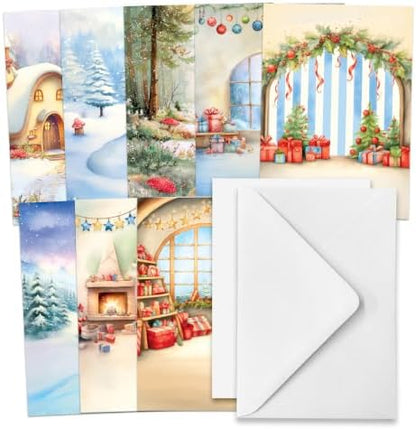 Katy Sue Cosy Christmas Gnomes Card Making Kit, Makes 8 Handmade Holiday Cards, Die Cut Toppers, Backgrounds & Foam Pads Included - Image 4