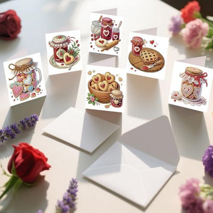 6pcs Diamond Painting Greeting Card with envelopes, DIY Jam Cookies Diamond Art Greeting Card for Blessing and Wish Special Shaped Arts Crafts for Christmas Birthday Thanksgiving Day Holiday - Image 4