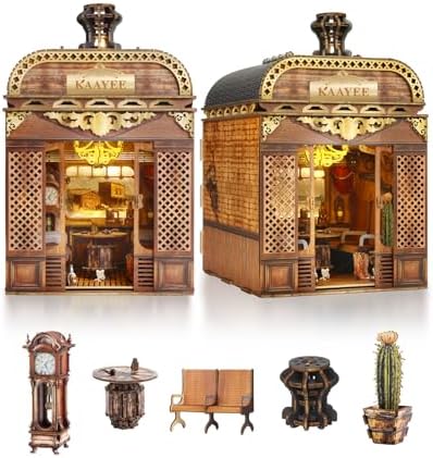 Book Nook Kit, 3D Wooden Puzzles for Adults, DIY Miniature House Kit for Adults, Booknook with LED Light, Gifts for Family, Friends and Book Lovers, Bookshelf Decor(Retro Train) by Kaayeewood