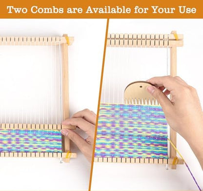 Weaving Loom for Kids,12 Colors Yarn 9.45"x11" Large Metal Bar Weaving Kit - Image 3