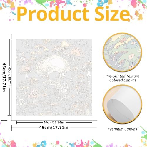 Skull Paint by Numbers Kit for Adults, 16x16 inch - Image 3