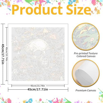 Skull Paint by Numbers Kit for Adults, 16x16 inch - Image 3