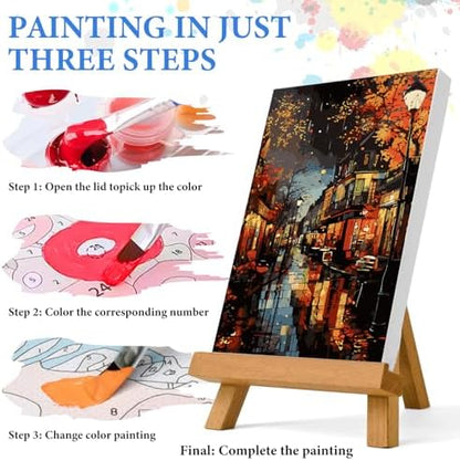 PRASIO Paint by Numbers Kit for Adults Beginner, Landscape Adult Paint by Numbers on Canvas, DIY Acrylic Watercolor Oil Paint by Number for Adults for Home Decor Gift 16x20 Inch - Image 4