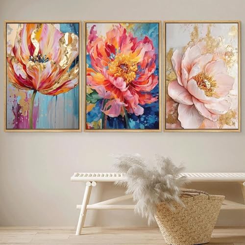 JATOK 3 Pack Paint by Numbers Kit for Adults, Blooming Flowers, 16 x 20 in - Image 4