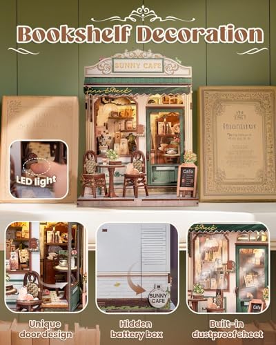 Book Nook Kit for Adults, DIY Miniature House Coffee Shop Booknook - Image 3