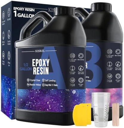 1Gallon Epoxy Resin Kit,Clear Resin No Yellowing No Bubble for Molds&Craft by KISREL