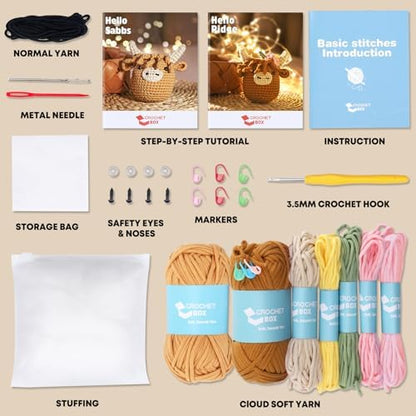 CrochetBox 2 PCS Highland Cow Crochet Kit, Brown Cow Set for Beginners - Image 3