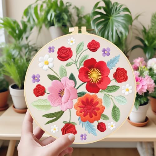 ORIGACH 4 Pack Floral Embroidery Kits for Beginners - Image 7