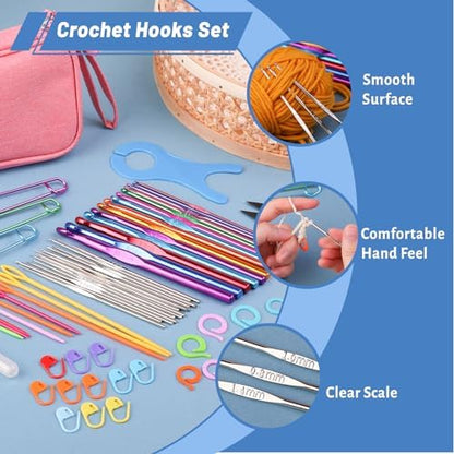Crochet Hook Set 90 Pcs Crochet Needles Kit Ergonomic Soft Grip Handles - Image 4