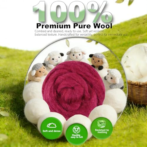 Wool Roving-3.5oz Needle Felting Wool, Soft Multi-Color Wool Fiber - Image 5