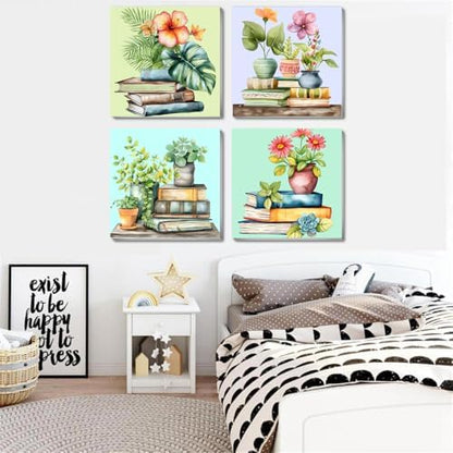 Fotasmua 4 Pack Framed Paint by Numbers for Adult, Book Paint by Numbers Kit for Adults Kids, DIY Flowers Plant Acrylic Painting on Canvas for Home Wall Art Decor 8 x 8 Inch - Image 4