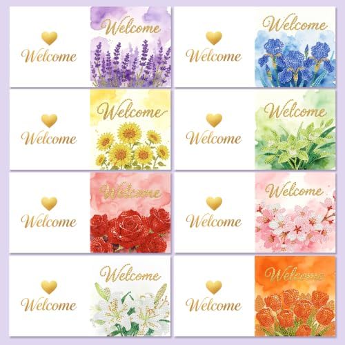 Muzagroo Art Diamond Art Greeting Cards for Adults DIY Welcome Cards 8PCS - Image 7