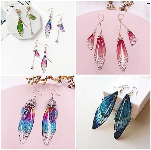 FASHEWELRY 20Pcs Resin Butterfly Wing Charms Rainbow Insects Wing Charms 5 Colors Dragonfly Feather Pendants for Crafts Jewelry Making - Image 3