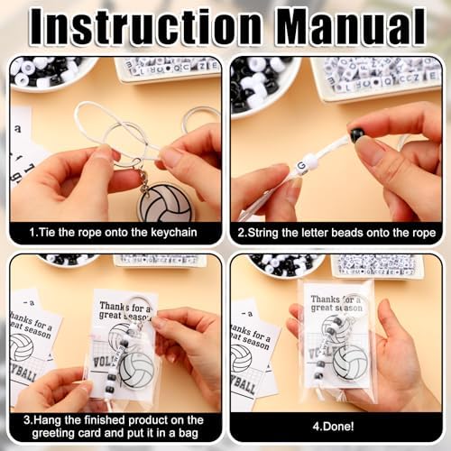 Suncalla 984 Pcs 24 Set Volleyball Keychain Making Kit DIY Volleyball Beads - Image 2