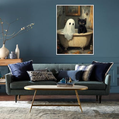 Eiazuiks Halloween Stamping Cross Stitch Kit, Ghosts and Cat Halloween Counting Cross Stitch Kit for Adult Beginners, Full Line DIY Stitching Kit for Home Decor Cross Stitch Patterns 12x16 inches - Image 2