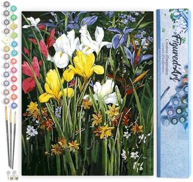 Figured'Art Paint by Numbers Kit for Adults Colorful Field of Flowers 16"x20" - Craft Art Painting DIY Kit Rolled Canvas Without Frame by FiguredArt
