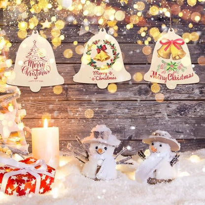 Large Size 7 inch Wooden Christmas Ornaments to Paint 10PCS, DIY Blank Bell Cutouts Unfinished Wood Ornament for Crafts Hanging Christmas Decorations, Wood Discs Ornament for Home Autumn Winter - Image 5