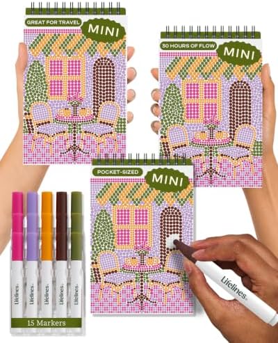 Lifelines FlowArt Mini Activity Pad, 3-Pack - Dot-by-Letter Coloring Books by LifeLines