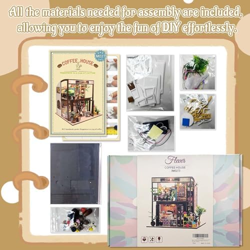 Flever Dollhouse Miniature DIY House Kit Creative Room with Furniture for Romantic Valentine's Gift(Time of Coffee) - Image 3