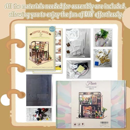 Flever Dollhouse Miniature DIY House Kit Creative Room with Furniture for Romantic Valentine's Gift(Time of Coffee) - Image 3