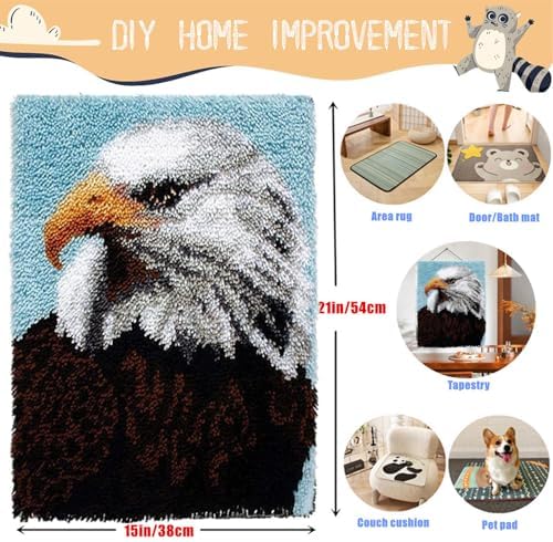EMISTEM American Bald Ragle Latch Hook Kits for Adults Beginners， 20“ X 15" - Image 3