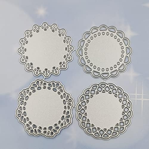 Metal Die Cuts Set 4 Different Patterns Lace Flower Border Cutting Dies for Scrapbooking Photo Album DIY Craft Die for Card Making (Round Lace Flower Border) - Image 4
