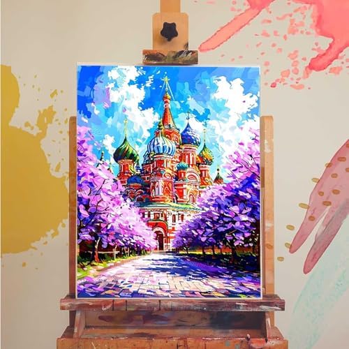 St. Basil's Cathedral Paint by Numbers Kit for Adults Landscape Paint by Numbers, DIY Acrylic Oil Painting Kits for Adults Beginners with Brushes, Hobbies for Women for Home Wall Decor 28x38 in U-16 - Image 3
