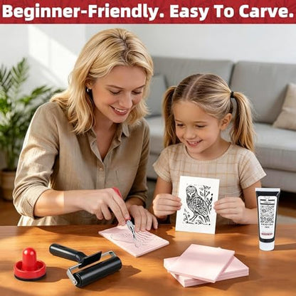 Joygineer Linocut Kit for Printmaking - Block Printing Kit with 4 Soft - Image 5
