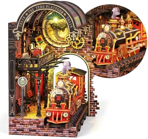 Book Nook Kits for Adults, 3D DIY Miniature Wooden Puzzle with LED Light, Adult Crafts Kits, House Bookshelf Decor, 231 Pieces Model Building Gift for Adults & Teens (Zero Platform) by Nisuez