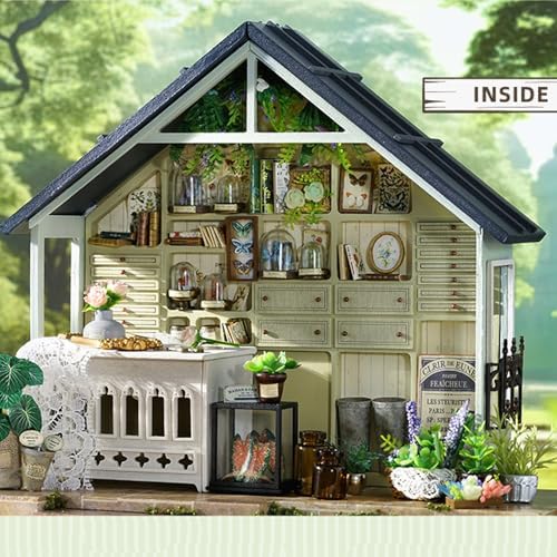 MAGQOO DIY Miniature Dollhouse Kit with Furniture Creative Room Mini Wooden Doll House Accessories DIY Doll House Room Box(Green Plant Studio) - Image 3