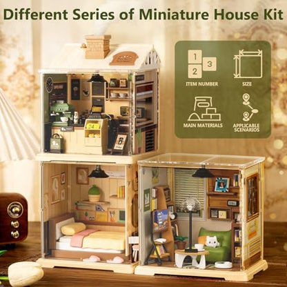 BUSOHA DIY Miniature Coffee Shop House Kit with LED and Dust Cover - Image 7