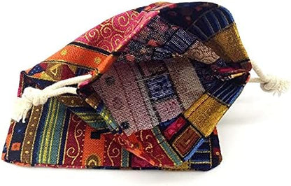 24pc Egyptian Style Jewelry Coin Pouch Print Drawstring Gift Bag Cotton Sachet Candy Travel Purse Ethnic Reusable Grocery for Party Favors Wedding Holiday